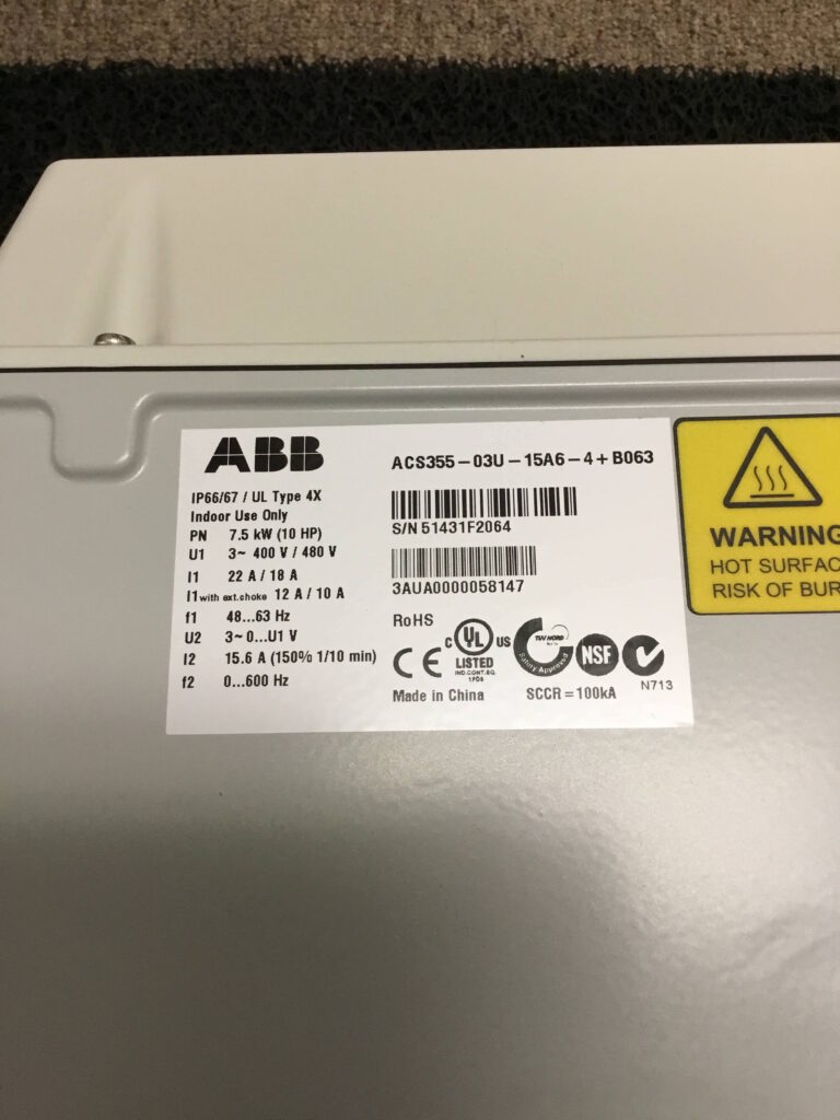 ABB ACS355-03U-15A6-4+B063 AC Drive - CCR Industrial Sales
