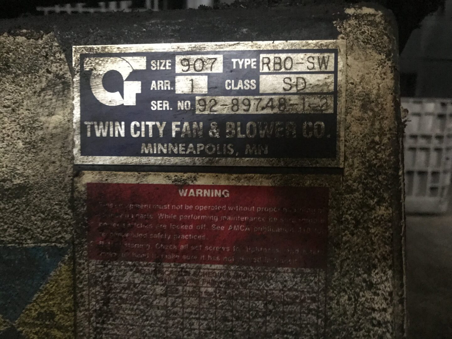 Twin City Fan & Blower Co. RBOSW Blower CCR16554 CCR Industrial
