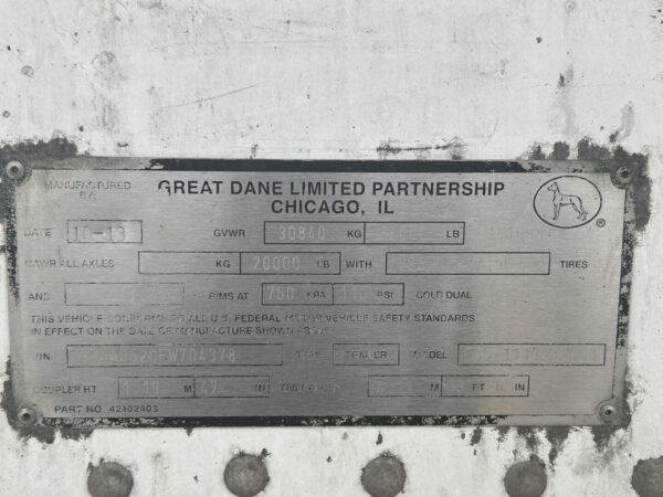 2014 Great Dane 53ft Refrigerated Van Trailer MS00384 - Image 10
