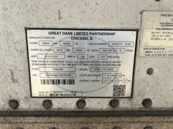2016 Great Dane 53' Refrigerated Van Trailer MS00387 - Image 9
