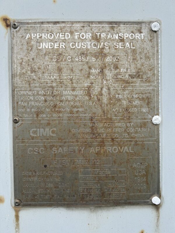 2009 40' High Cube Refrigerated Storage Container CCR18752 - Image 2
